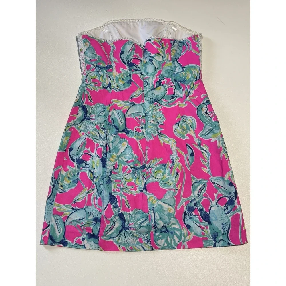 Lilly Pultzer Brynn Dress Size 4 Lobsters in Love Strapless Lace - Picture 3 of 7